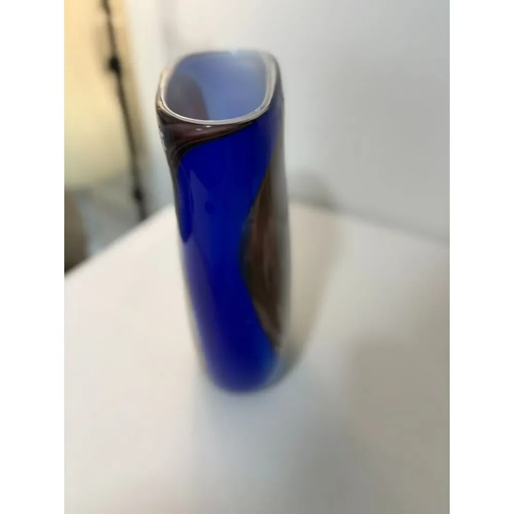 vtg.  Murano Sommerso glass vase in blue and purple swirl